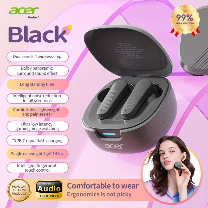 Écouteurs intra-auriculaires sans fil Acer avec chargement USB-C, son stéréo