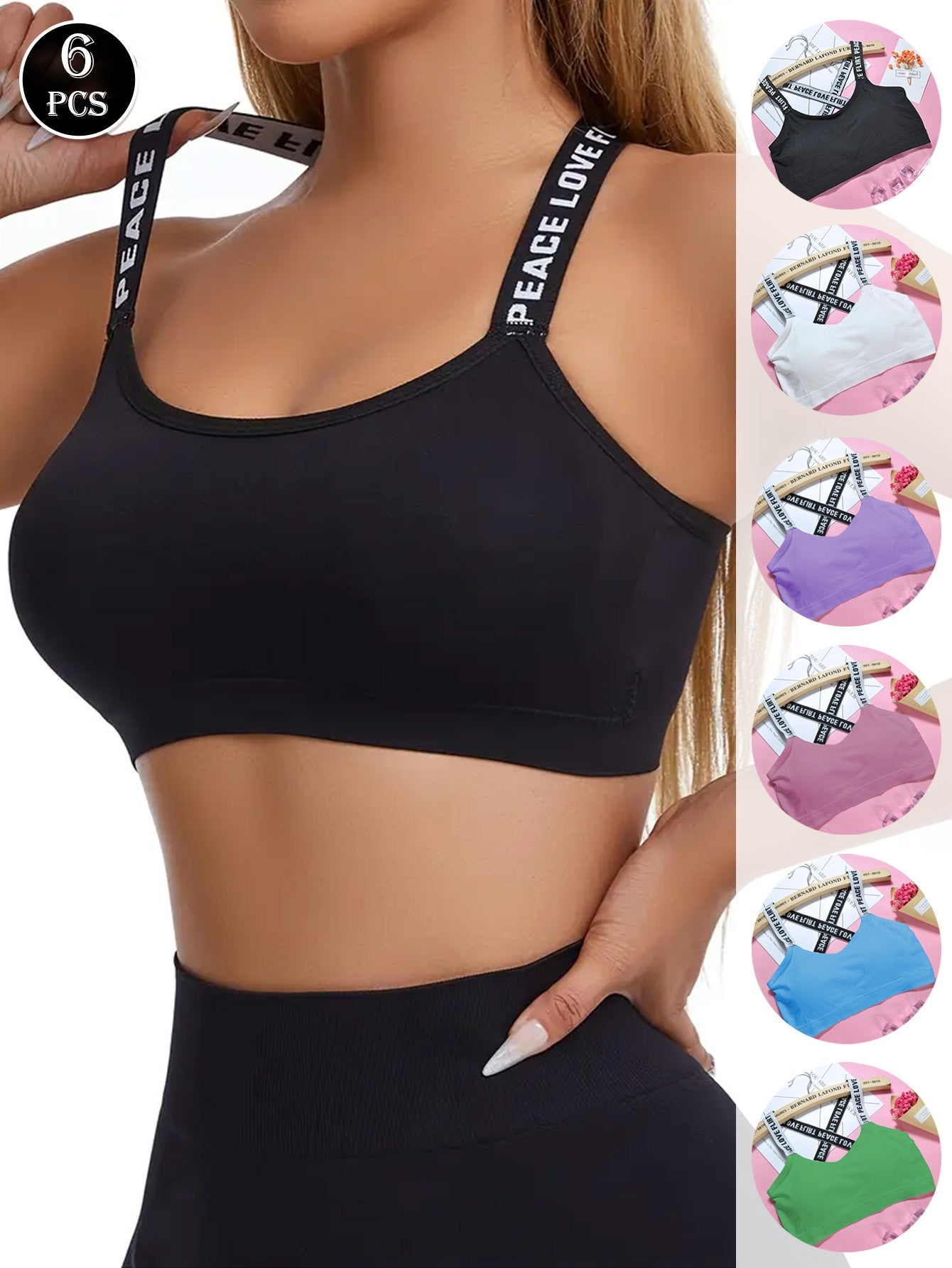 Ensemble de 6 soutiens-gorge de sport pour femme à imprimé