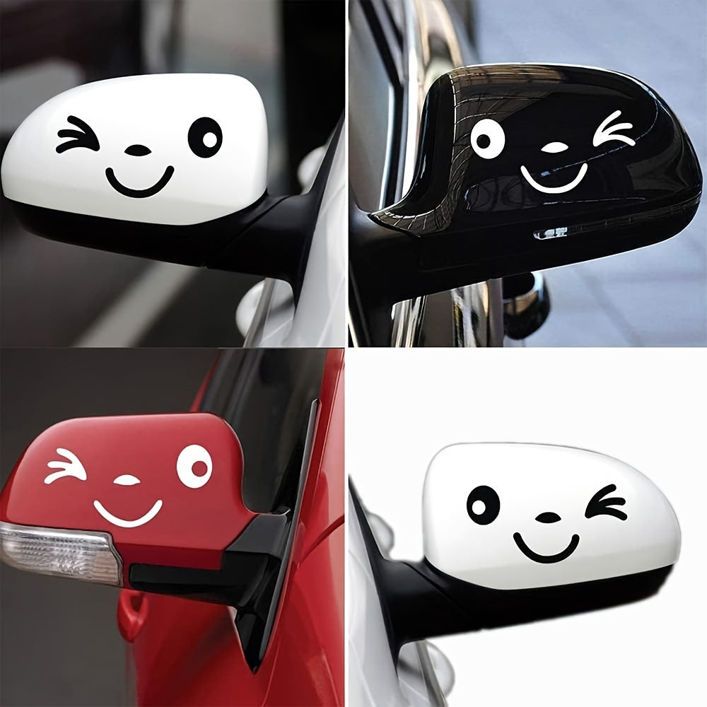 1 paire d'autocollants 3D mignons et souriants pour rétroviseurs gauche et droit - Topdecheztop.fr