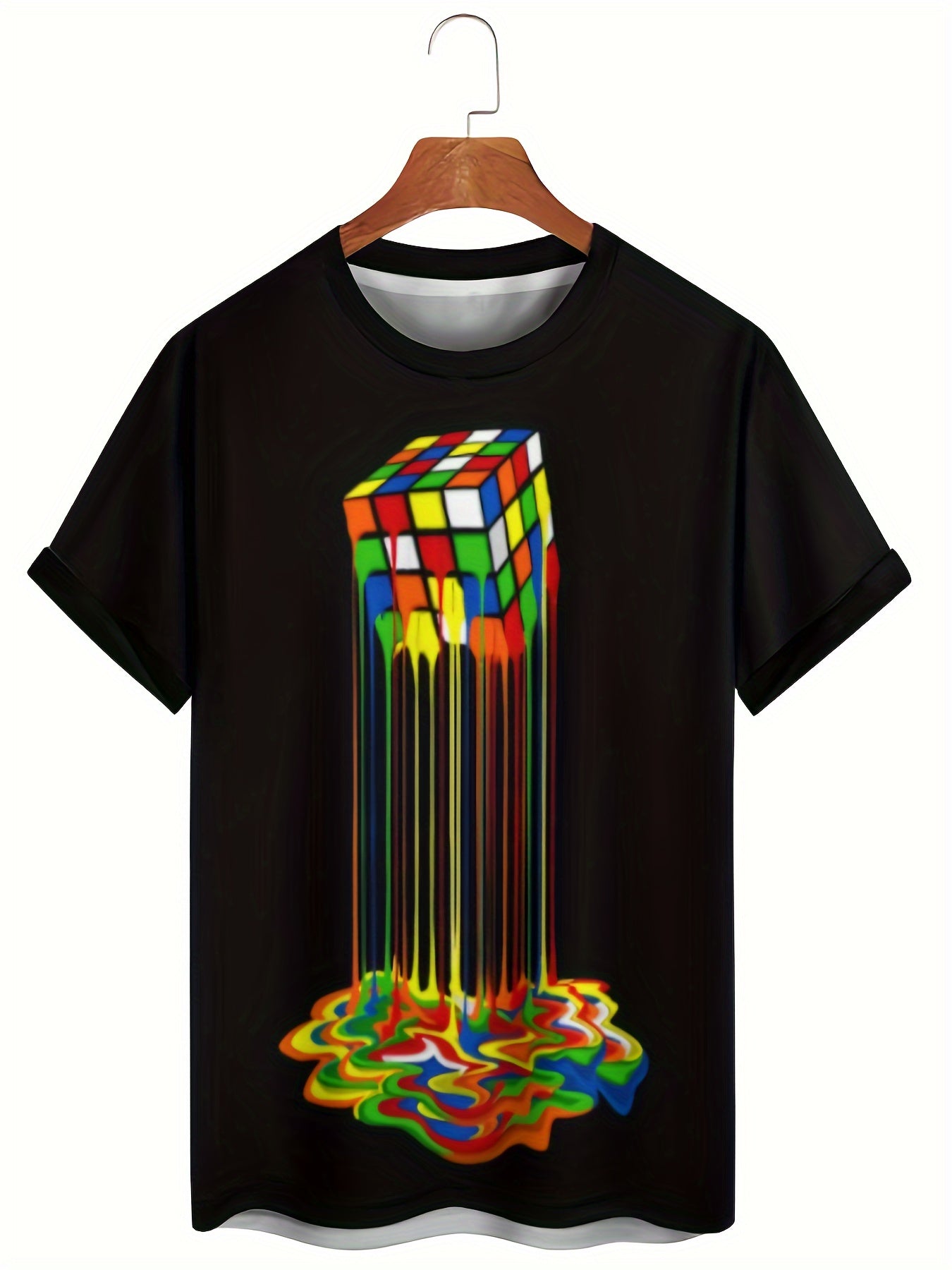 T-shirt imprimé cube 3D pour homme avec motif cube - Topdecheztop.fr