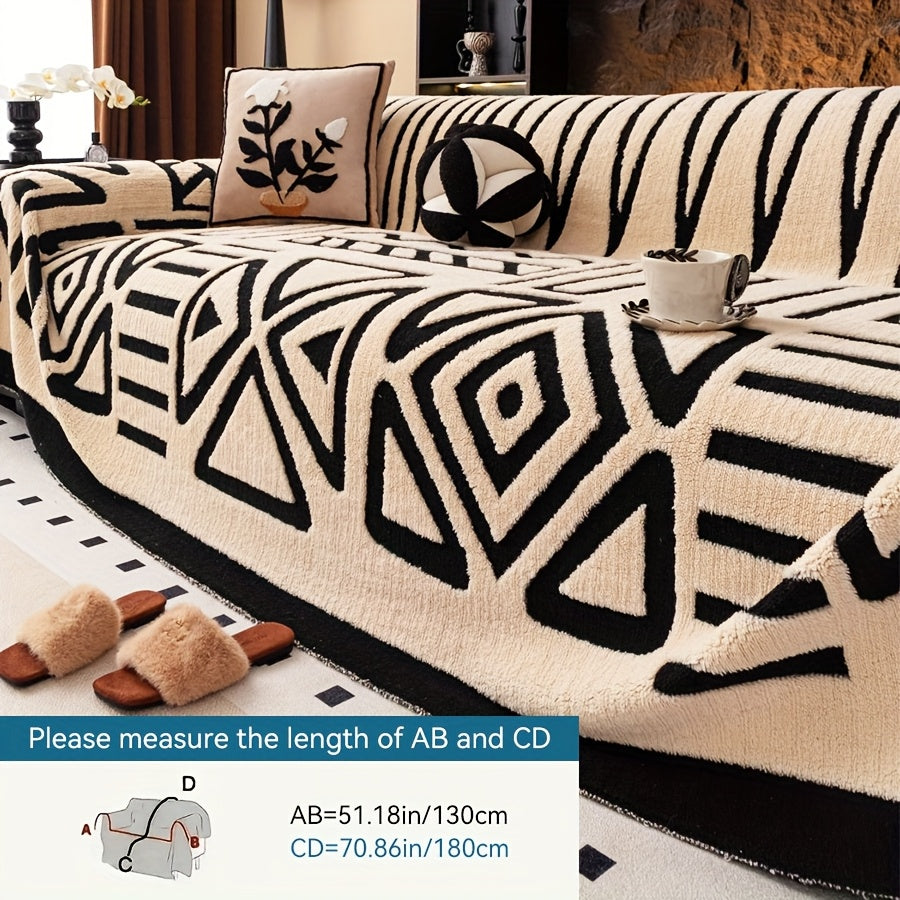 1 protège-canapé style bohème, couverture confortable vintage