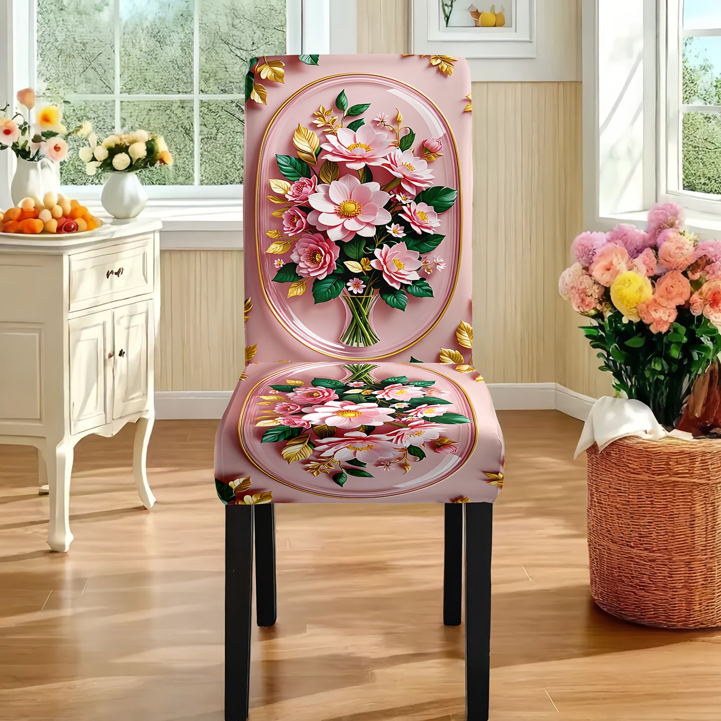 7 pièces Superbe ensemble de nappe rectangulaire + housse de chaise