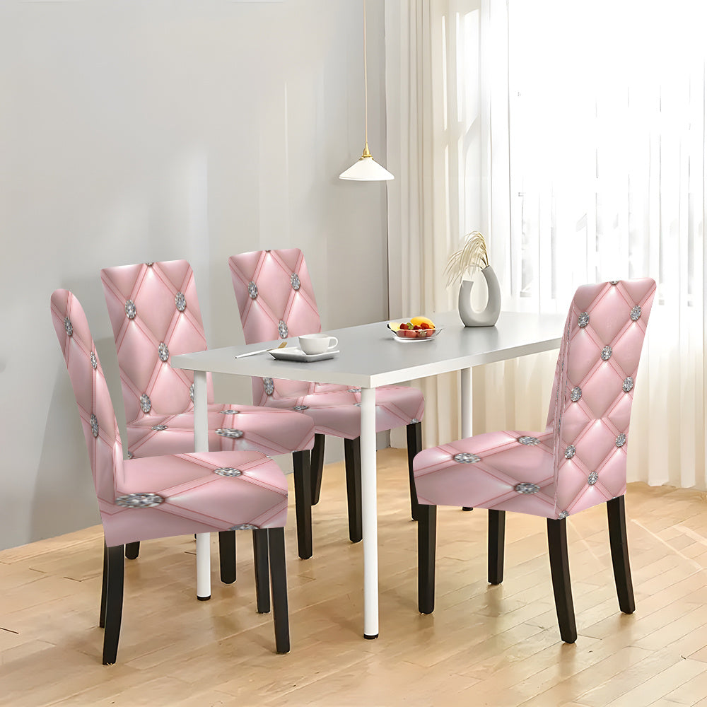Housses de chaise à motif losanges roses, 6 PCS