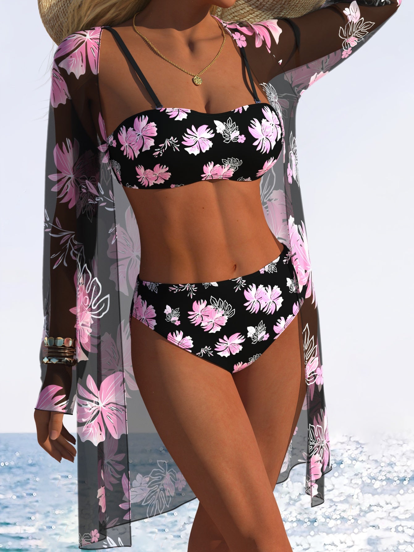 Maillot de bain bikini 3 pièces pour femme