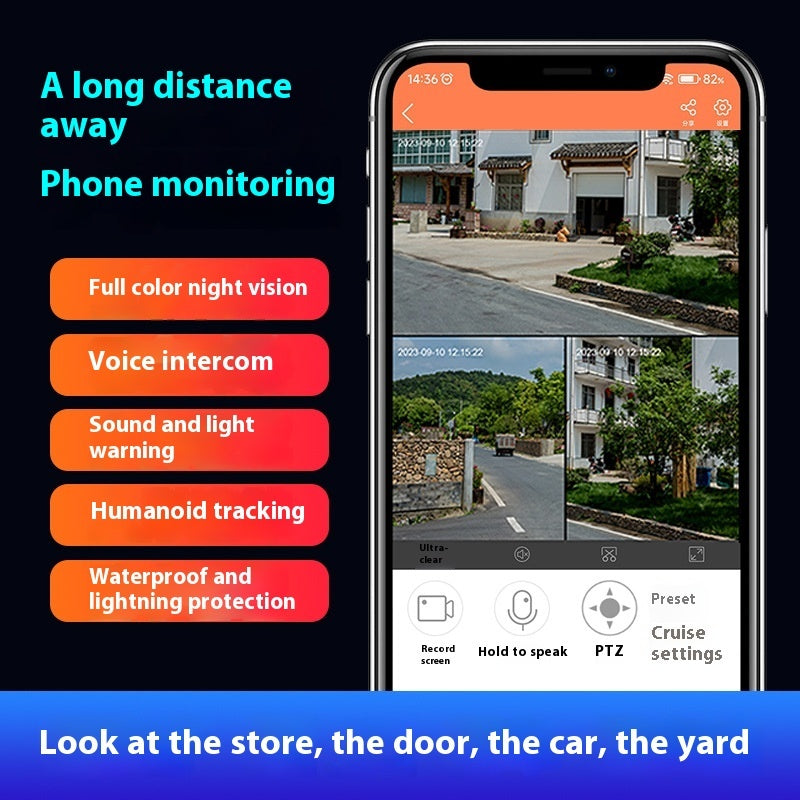 Surveillance par caméra sans fil à double écran, vision nocturne HD pour la maison