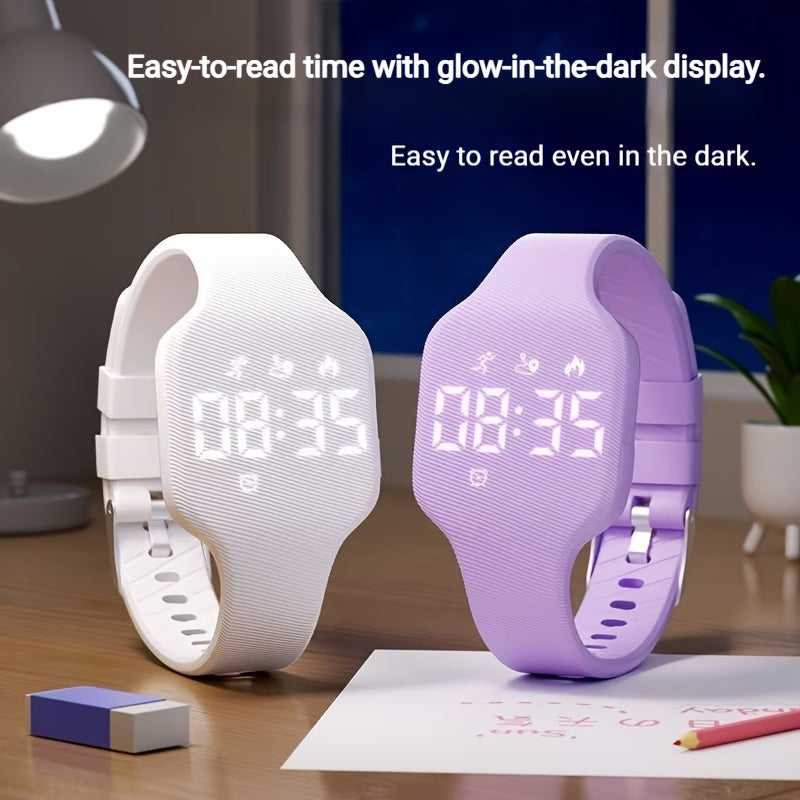 Montre FASSUN silencieuse à vibration avec réveil, compteur de pas, suivi des calories, moniteur de distance et minuteur - Recharge magnétique