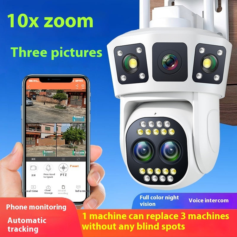 Surveillance par caméra sans fil à double écran, vision nocturne HD pour la maison