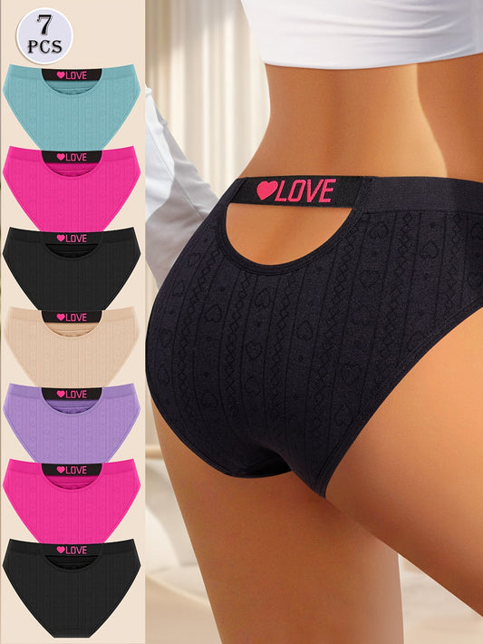 Lot de 7 slips ajourés sans coutures, imprimés