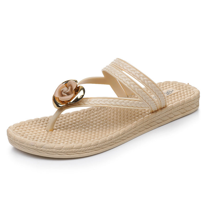 Sandales de plage à clips en plastique à motif floral pour femmes
