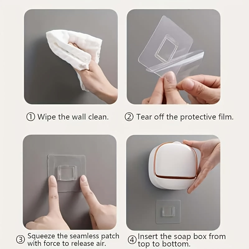Boîte à savon murale avec drainage, support de savon sans perçage pour salle de bain et douche, rangement pour articles de toilette