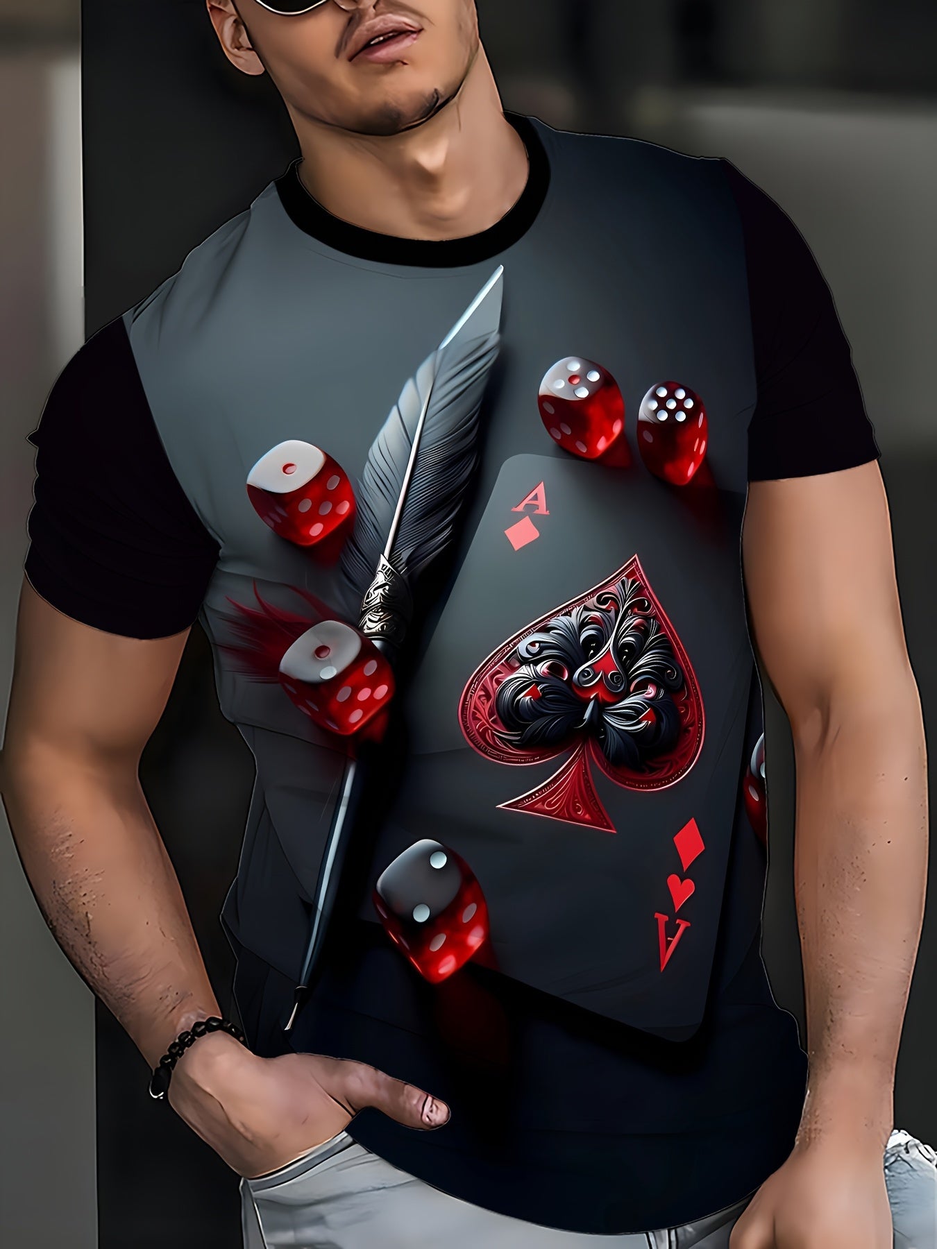 T-shirt graphique homme As de Pique imprimé en 3D