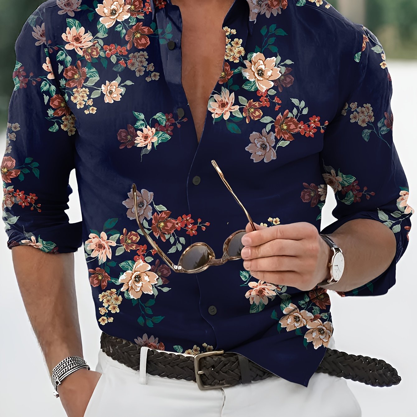 Chemise homme à manches longues boutonnée