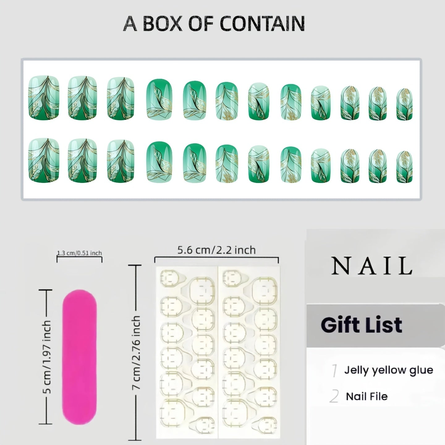 24 faux ongles carrés courts à paillettes