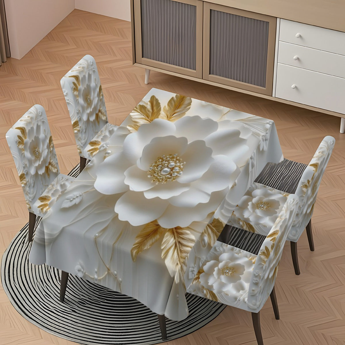 Ensemble nappe et chaises, 7 pièces