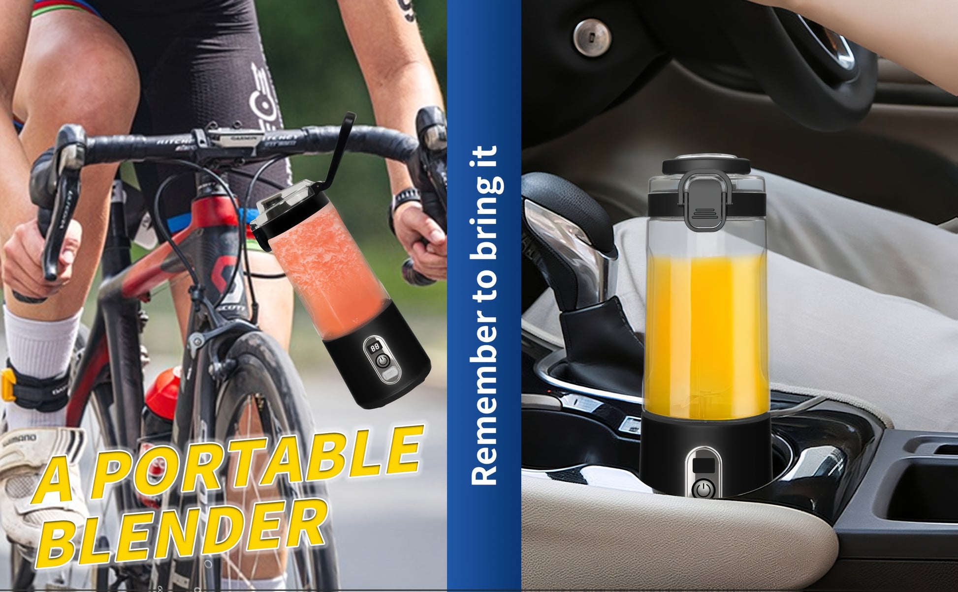 LALAYUAN USB-Powered Portable Blender & Juicer with Digital Timer, High-Speed Ice Crushing, One-Tap Lid, 1300mAh Battery, 6-Blade Stainless Steel, USB-C Charging, Compact Blender for Smoothies, Protein Shakes, Gym, Travel, Of - Topdecheztop.fr