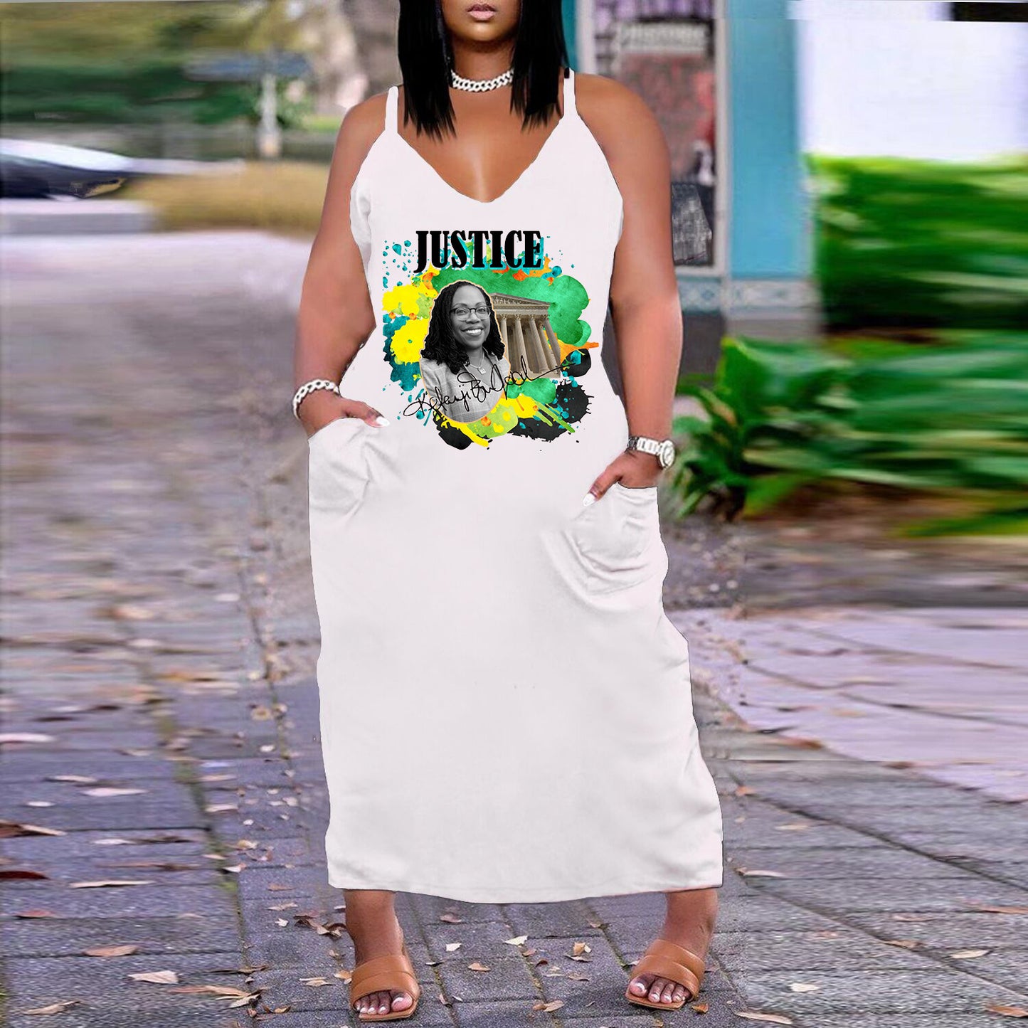 Robe imprimée sexy à col en V, coupe ample et ajustée, grande taille, style européen et américain