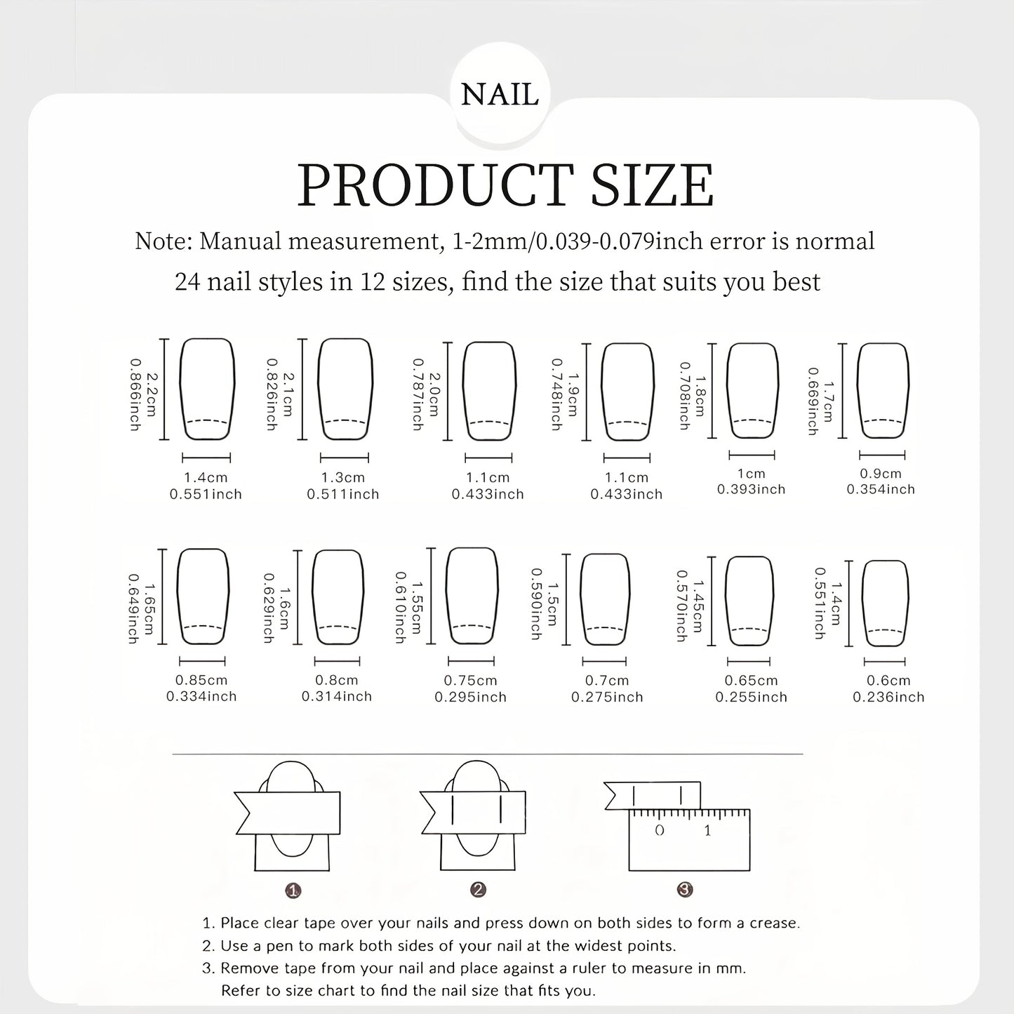 24 faux ongles carrés courts à paillettes