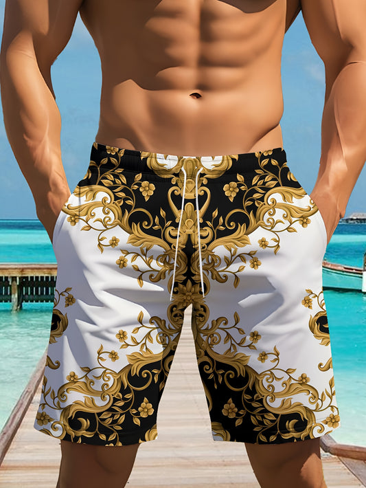 Short homme à cordon de serrage, motif géométrique élégant