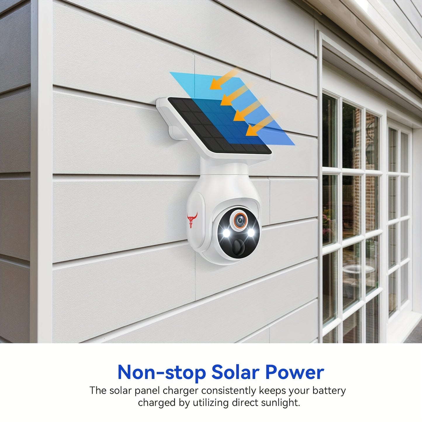 Caméra de sécurité extérieure sans fil avec panneau solaire, caméra WiFi pour la sécurité de votre domicile avec vision nocturne couleur 1080p