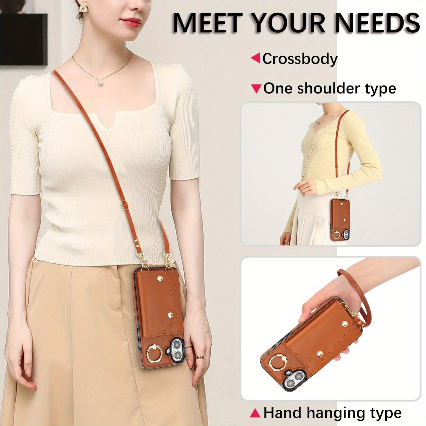 Etui portefeuille bandoulière pour femme est compatible avec les iPhone