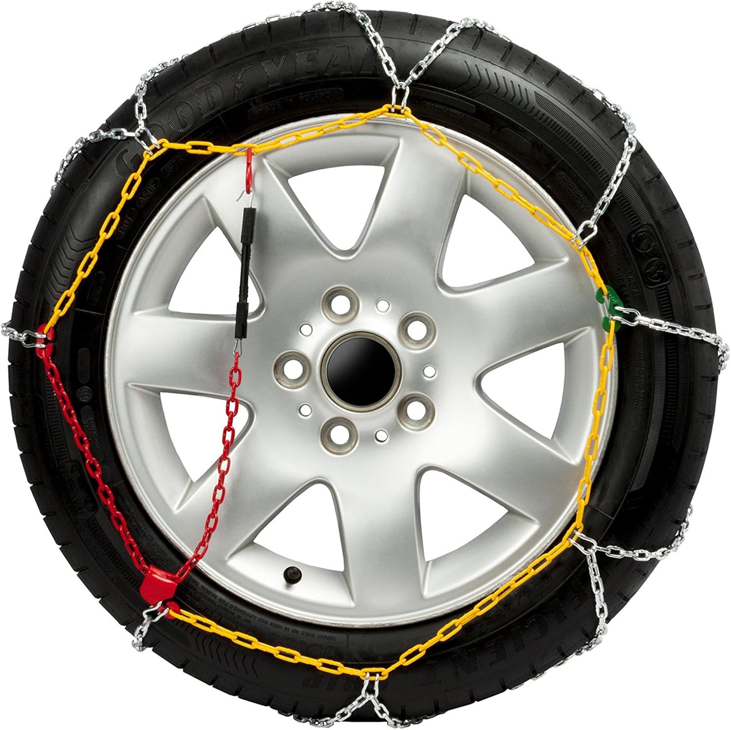 Goodyear Jeu de 2 Chaînes à Neige en Métal de 9 mm pour Voiture Taille 100 avec Tendeur Automatique Goodyear