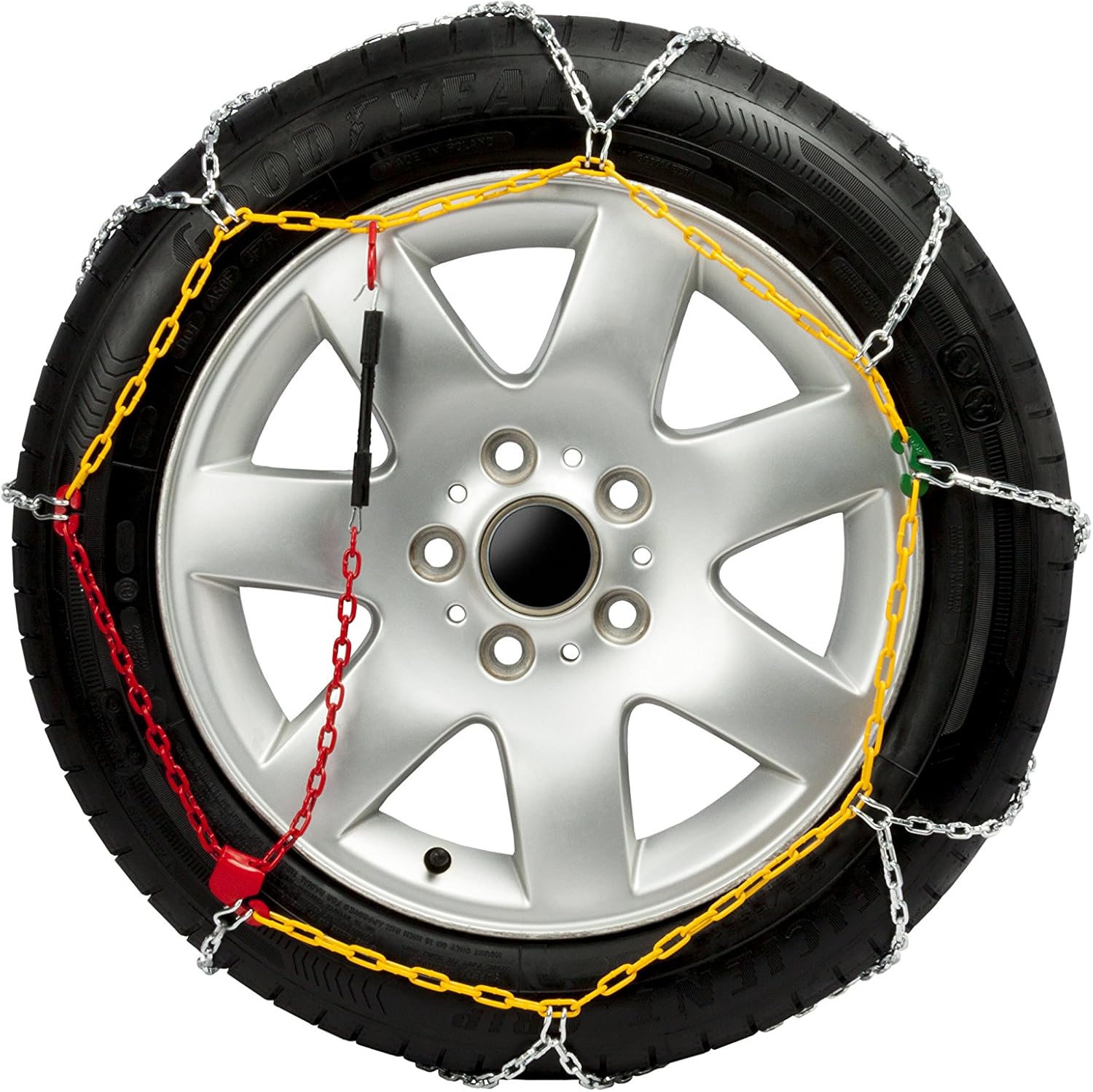 Goodyear Jeu de 2 Chaînes à Neige en Métal de 9 mm pour Voiture Taille 100 avec Tendeur Automatique Goodyear