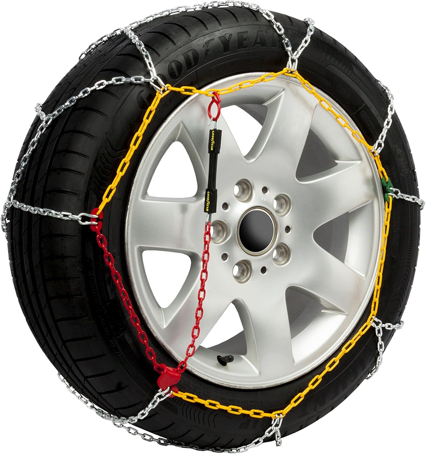 Goodyear Jeu de 2 Chaînes à Neige en Métal de 9 mm pour Voiture Taille 100 avec Tendeur Automatique Goodyear