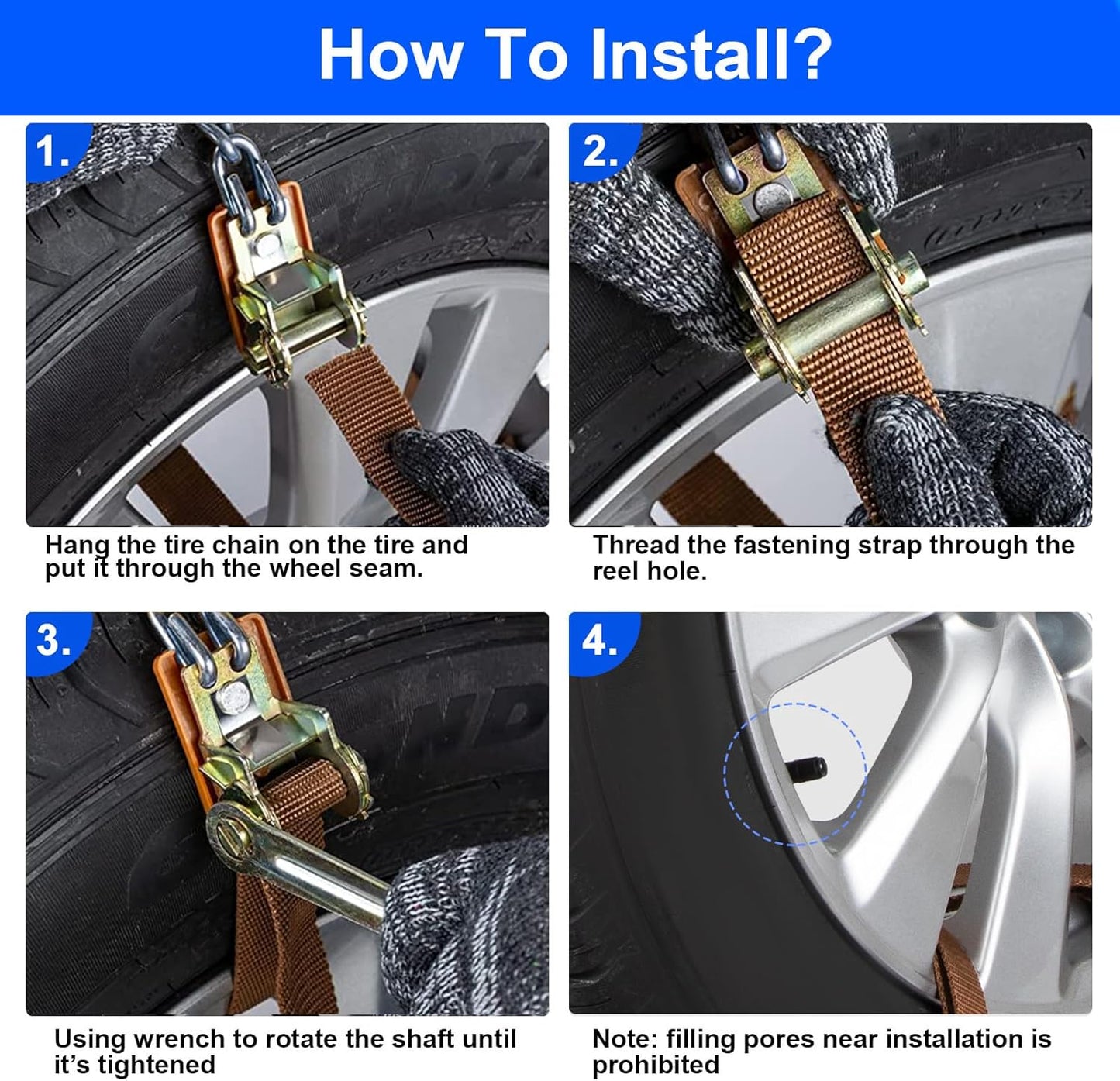 Manganèse Chaine Neige 10 pièces Ninonly pour Pneus 165 à 265 mm Chaînes à Neige pour Auto Voiture Camion SUV Chaine Neige Universelle pour Boue, Sable, Neige, Glace, Montée