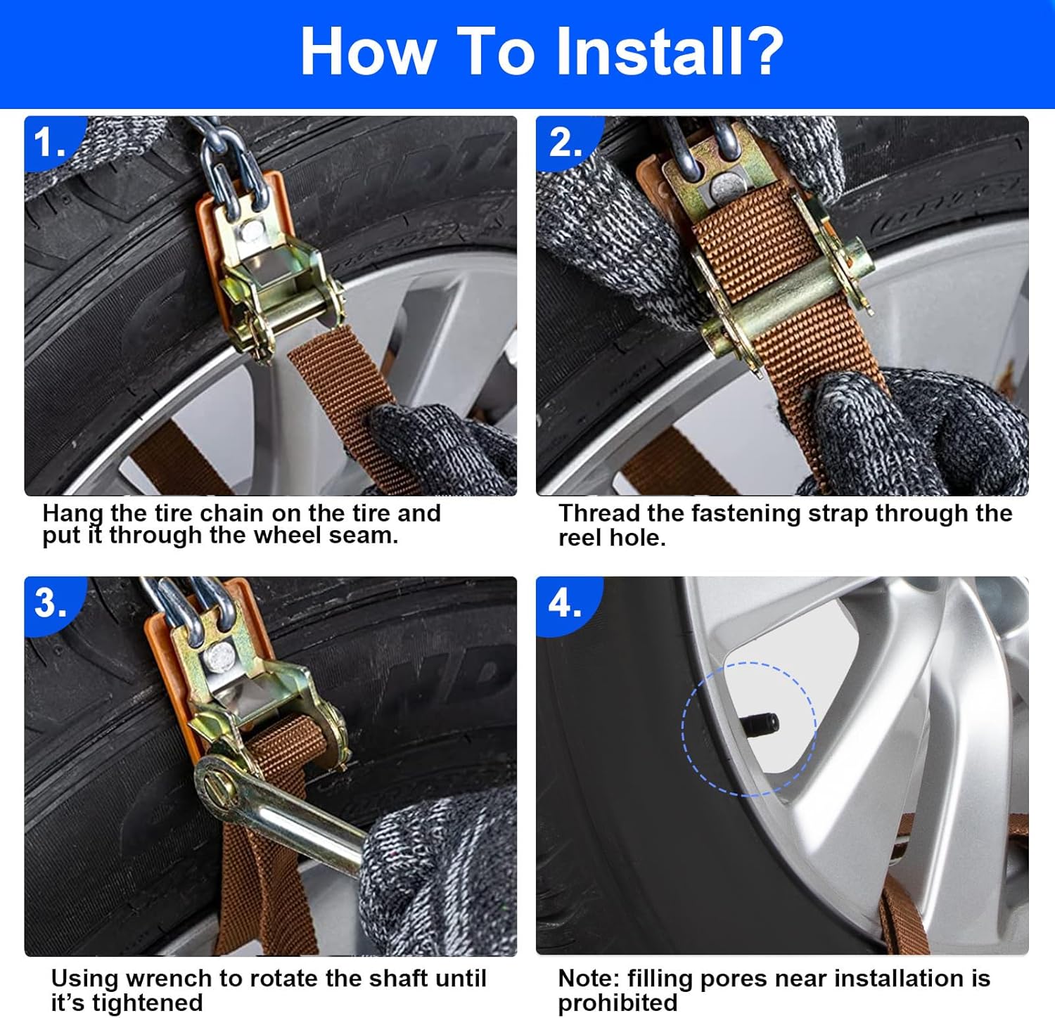 Manganèse Chaine Neige 10 pièces Ninonly pour Pneus 165 à 265 mm Chaînes à Neige pour Auto Voiture Camion SUV Chaine Neige Universelle pour Boue, Sable, Neige, Glace, Montée