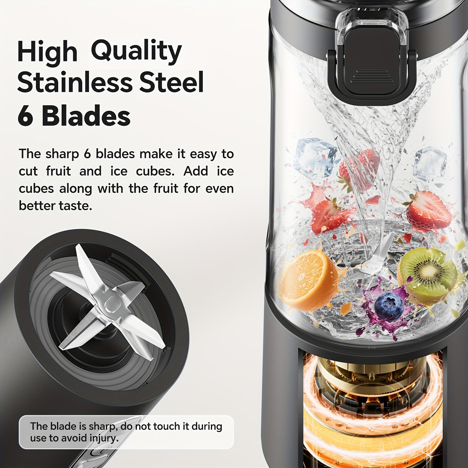 LALAYUAN USB-Powered Portable Blender & Juicer with Digital Timer, High-Speed Ice Crushing, One-Tap Lid, 1300mAh Battery, 6-Blade Stainless Steel, USB-C Charging, Compact Blender for Smoothies, Protein Shakes, Gym, Travel, Of - Topdecheztop.fr
