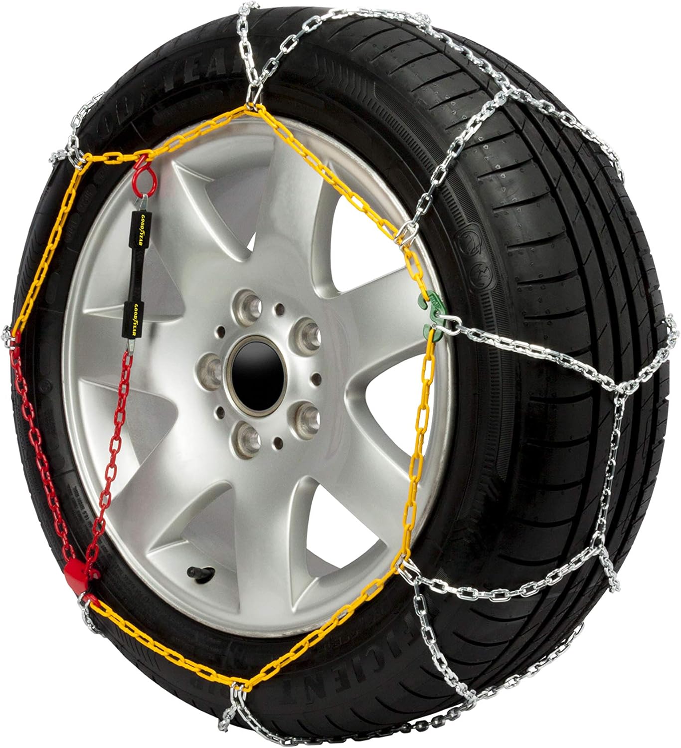 Goodyear Jeu de 2 Chaînes à Neige en Métal de 9 mm pour Voiture Taille 100 avec Tendeur Automatique Goodyear