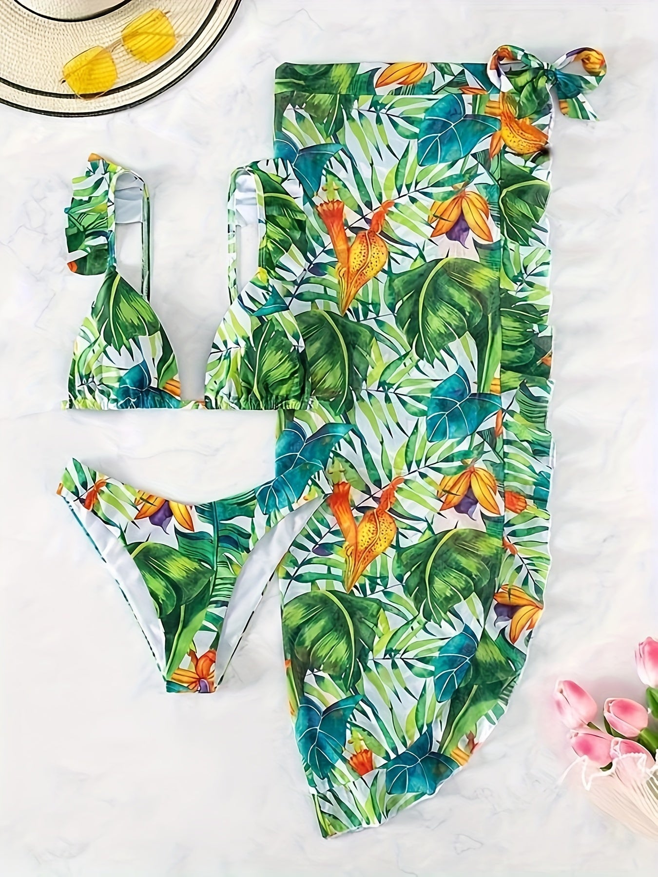Ensemble de maillot de bain bikini imprimé tropical