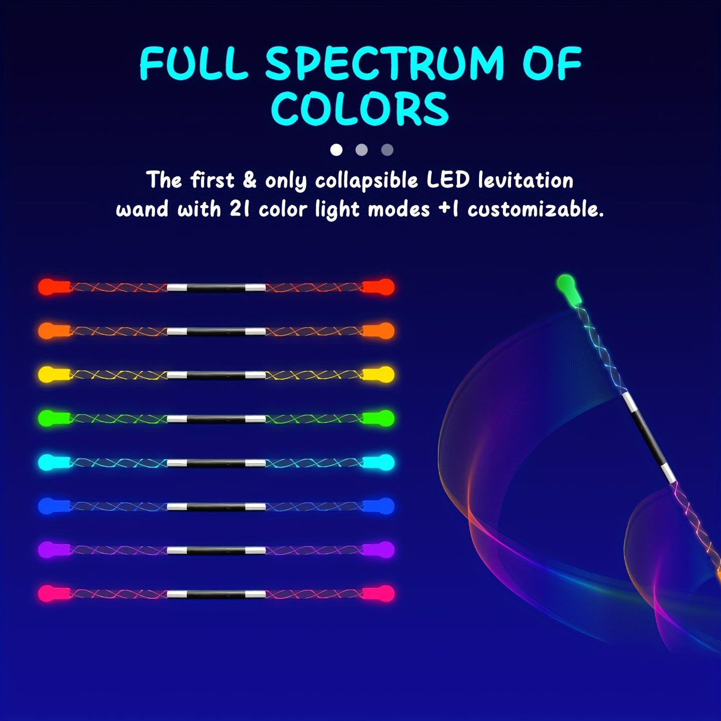 USB Rechargeable LED Magic Wand - Collapsible, Floating Levitation Stick with Expert Balance & Transparent Acrylic Design, LED Light Wand, Flow Wand - Topdecheztop.fr