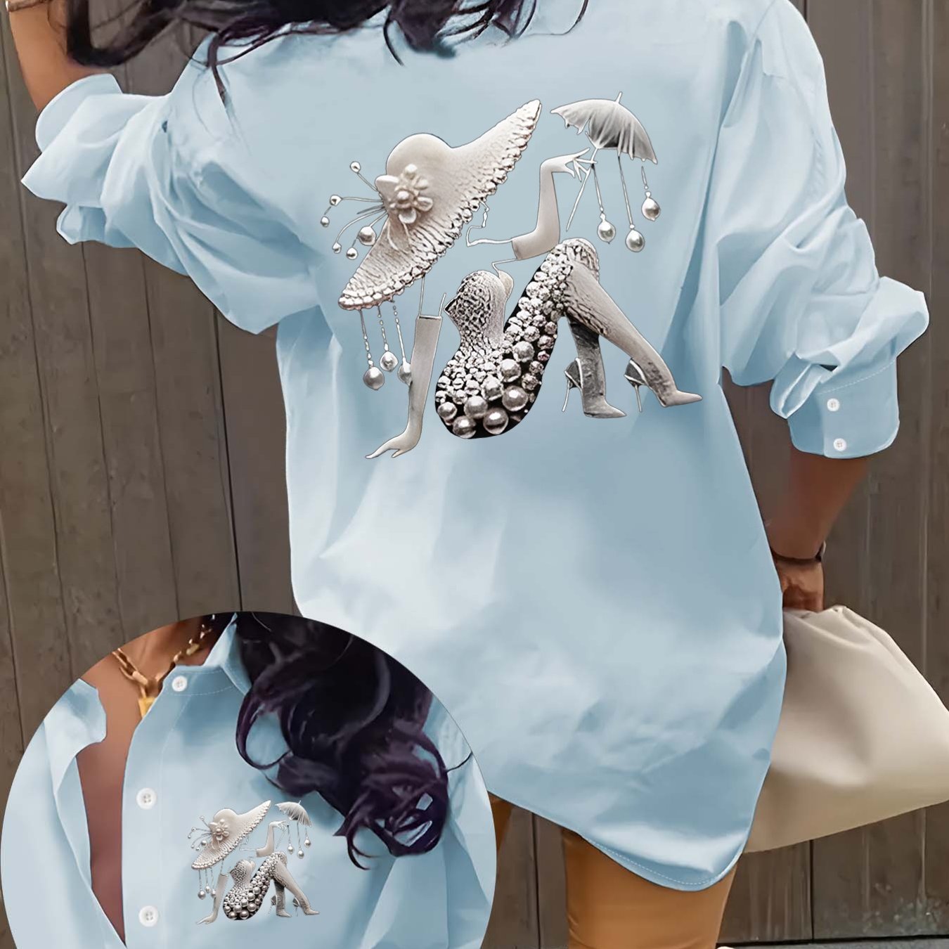 Chemise à manches longues à imprimé créatif tendance