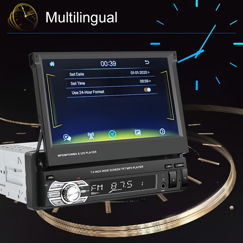 Autoradio PODOFO CarPlay sans fil simple DIN avec écran tactile HD