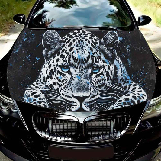 Blue Leopard Ready to Hunt Car Hood Side Stickers Cool Style Graphic Packaging Car Tuning Accessories Vinyl Film Vehicle Trim Stickers Auto Accessories Personalize