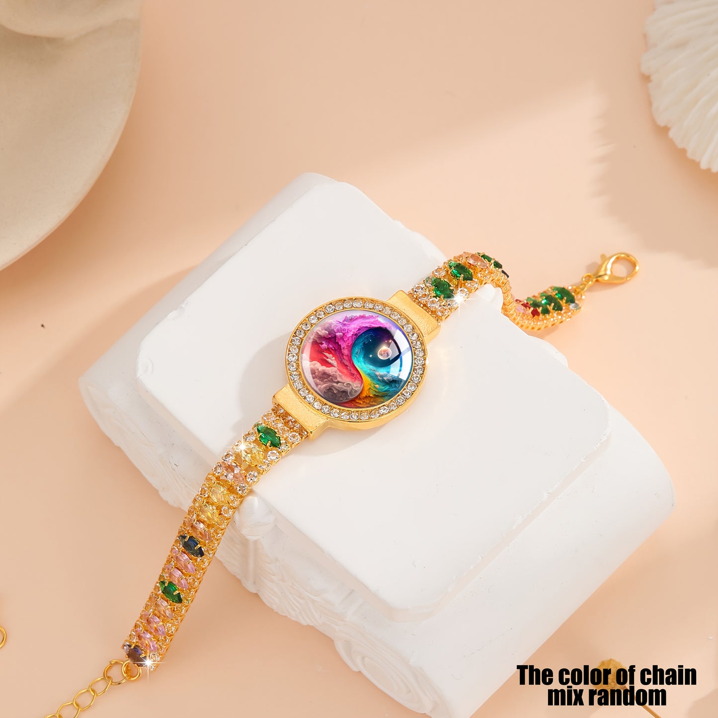 Bracelet  pour femme en zircone synthétique colorée (1 pièce), idéal pour offrir ou à porter au quotidien.