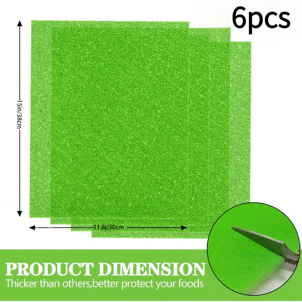 Lot de 6 tapis de conservation des fruits et légumes au frais pour réfrigérateur, doublures de rangement lavables et réutilisables pour tiroirs et étagères de réfrigérateur
