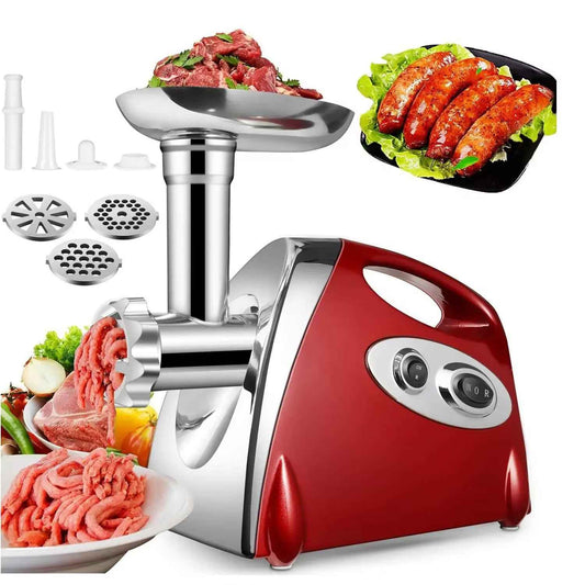 1PC Stainless Steel High Power Electric Meat Grinder, Meat Mincer Machine Household Sausage Maker, Local Warehouse | Powerful Motor, Multi-Plate Grinding, Meat Filler Tool | Russian Italian Sausage Hot Dog Maker