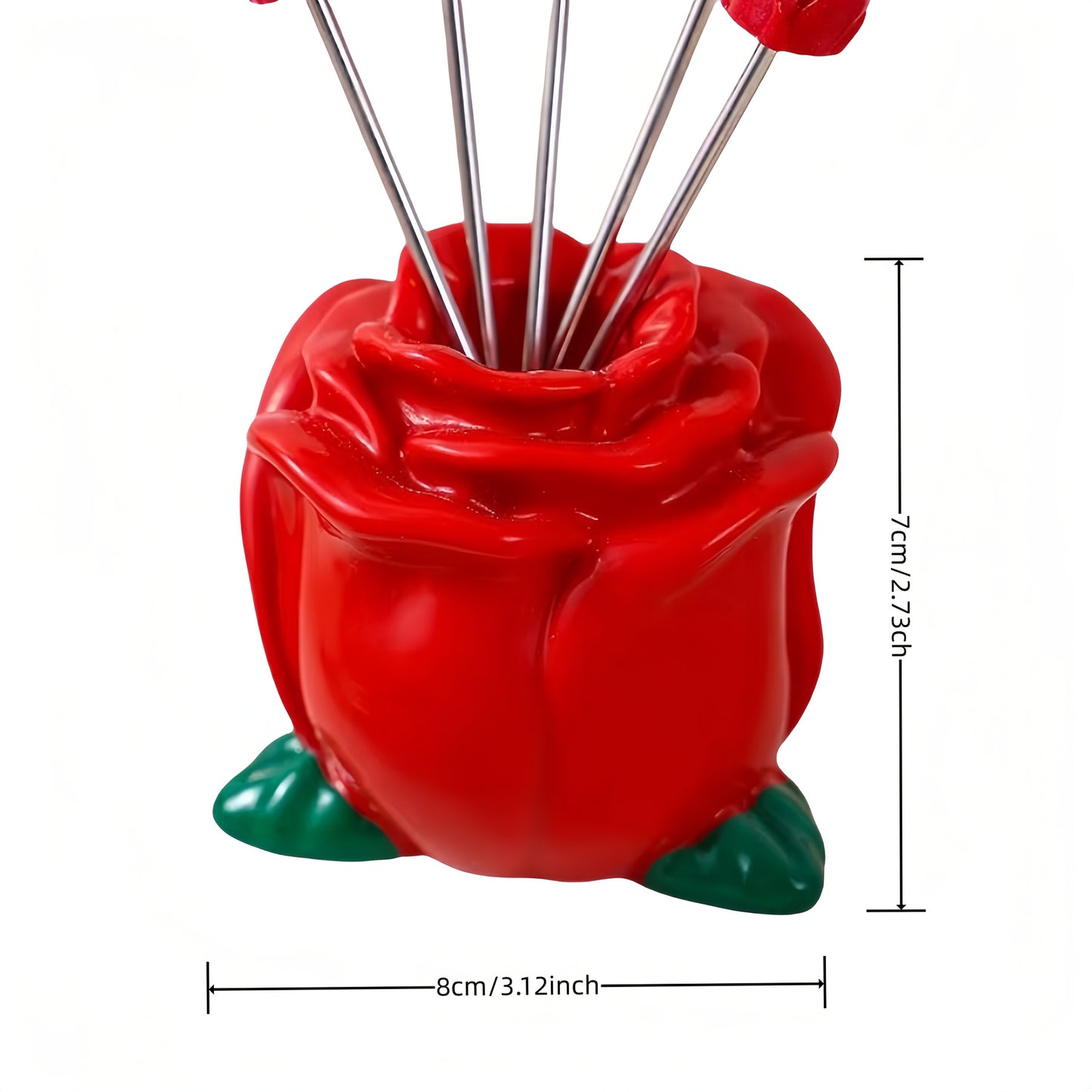 10 fourchettes à fruits créatives en acier inoxydable en forme de rose