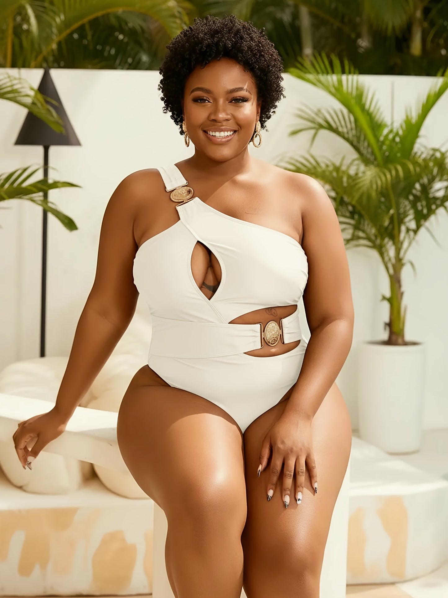 Maillot de bain une pièce noir sexy à une épaule dénudée pour femme