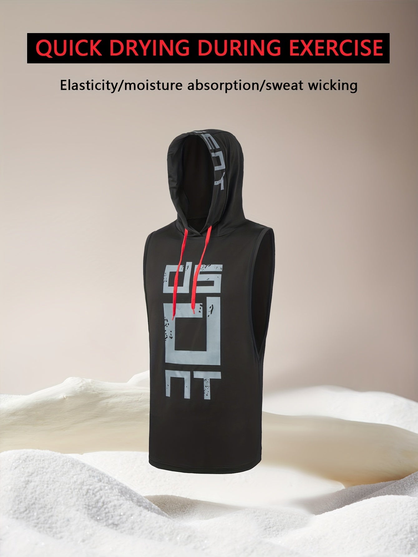 Débardeur d'entraînement à capuche haute élasticité et séchage rapide