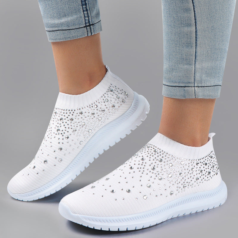 Chaussures chaussettes extensibles à strass grandes tailles