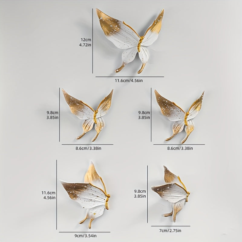 Lot de 5 autocollants muraux papillons 3D en résine - Topdecheztop.fr