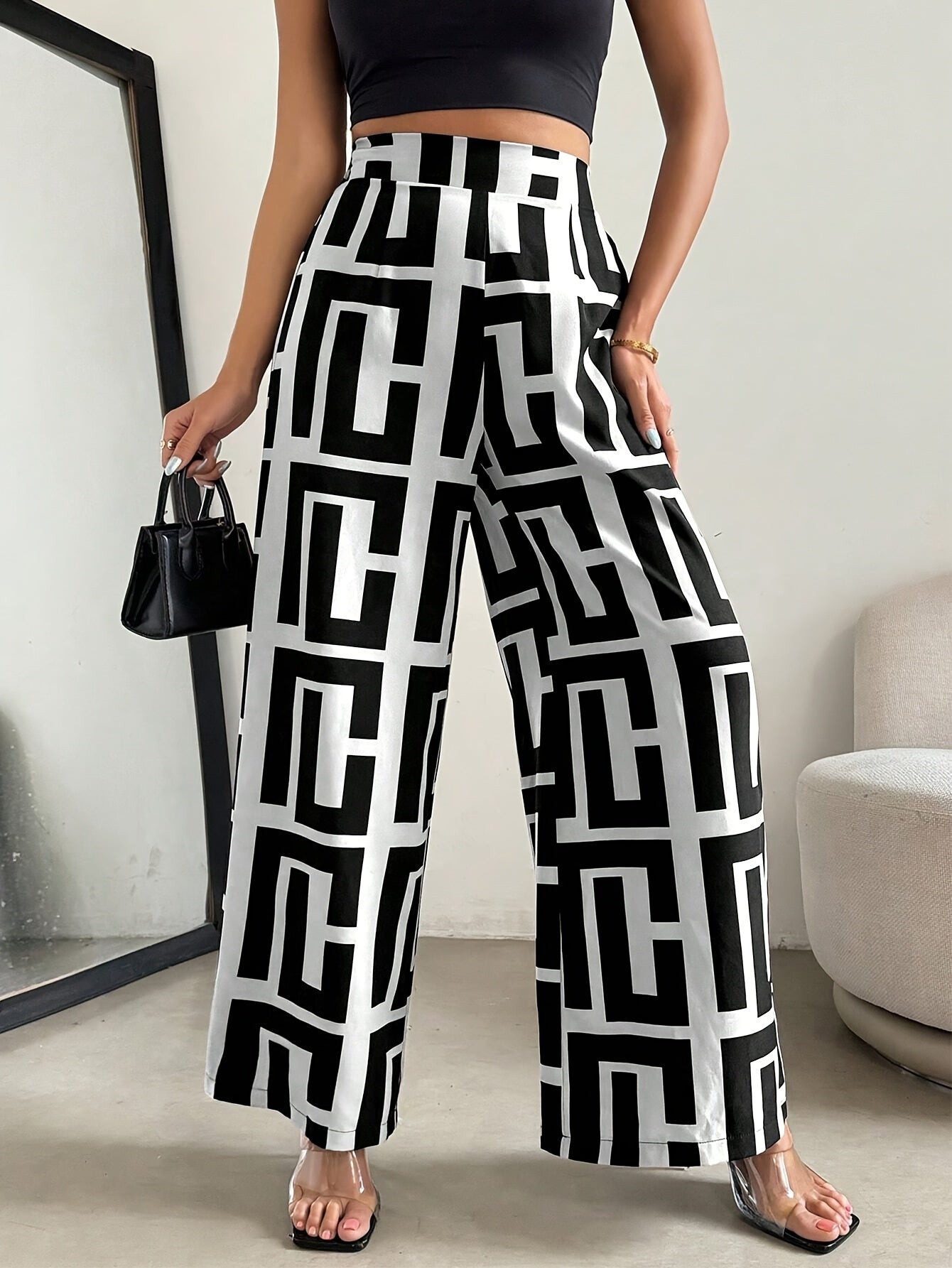 Pantalon élégant à jambes larges pour femme