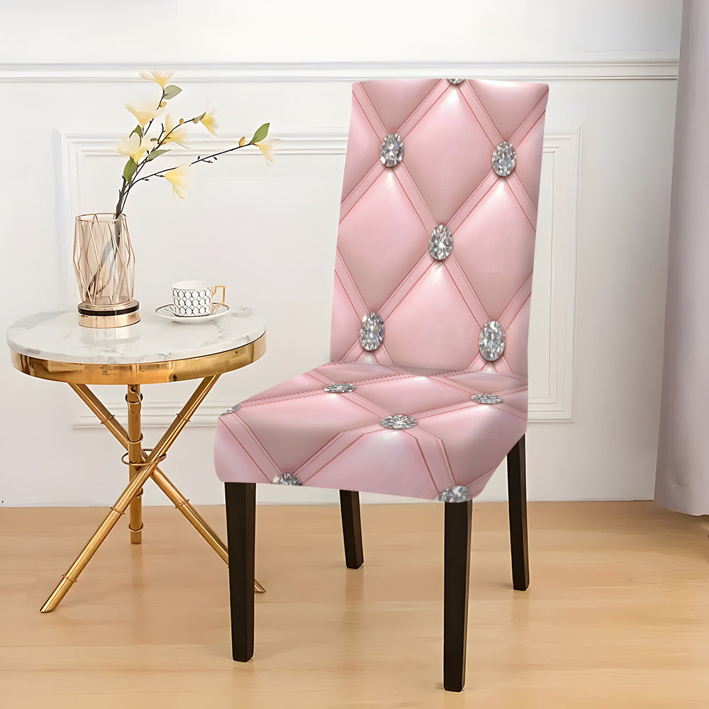 Housses de chaise à motif losanges roses, 6 PCS