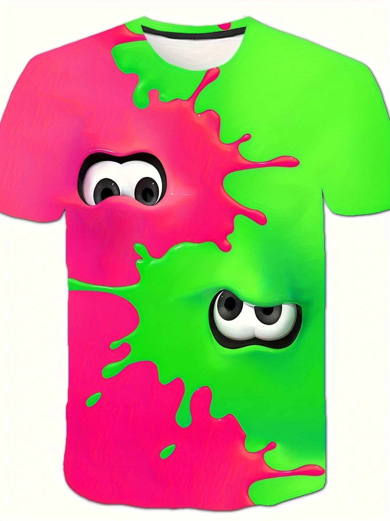 T-shirt homme imprimé 3D intégral, col rond, manches courtes, maille polyester