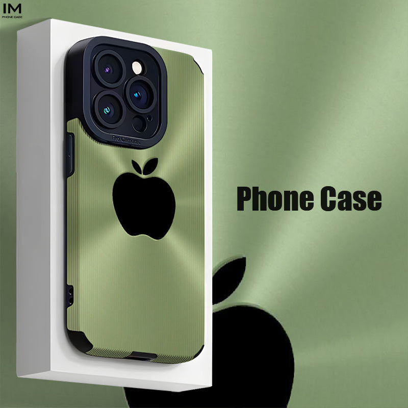 Coque de téléphone avec motif de pommes noires sur fond vert