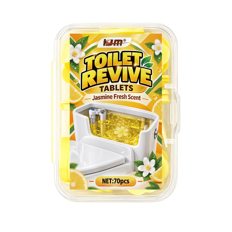 Pastilles de nettoyage pour toilettes 70pcs - Jasmin pour un parfum frais, pastilles de nettoyage pour cuvette de toilette, pastilles effervescentes pour le réservoir de toilette pour un entretien de salle de bain frais