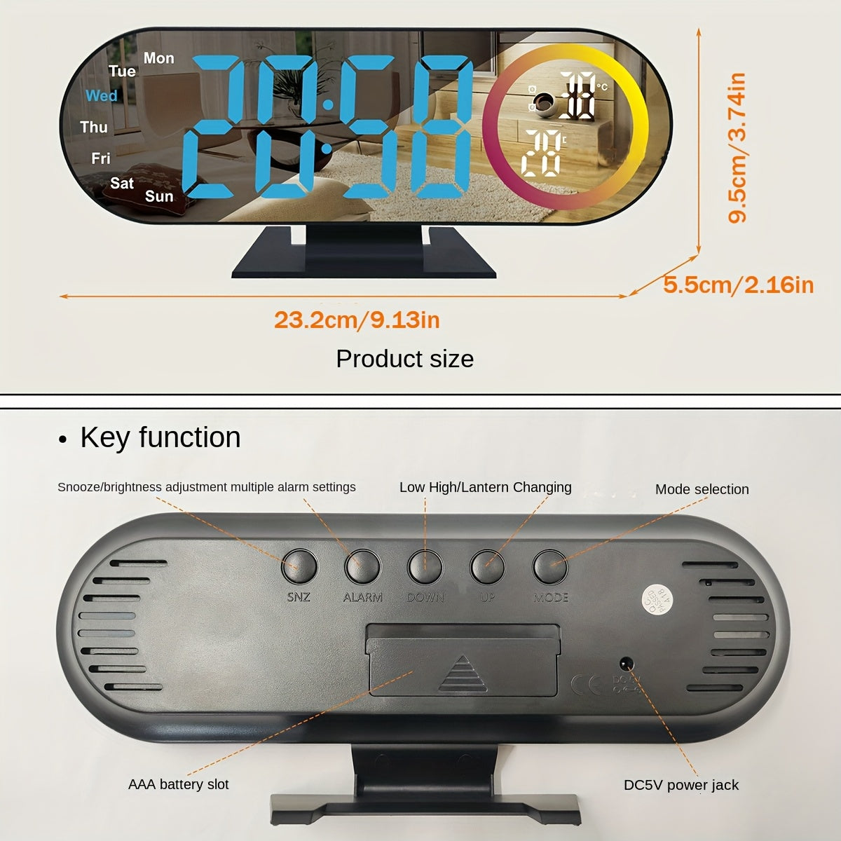 Réveil LED multicolore multifonctionnel | Activation vocale